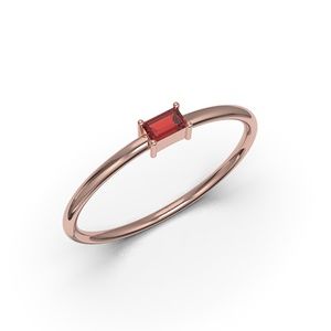 10K ROSE GOLD BAGUETTE CUT RUBY CZ RING